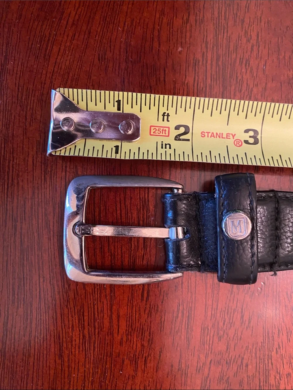 Bruno Magli Black Leather Belt  with Silver tone brass buckle  Made in Italy